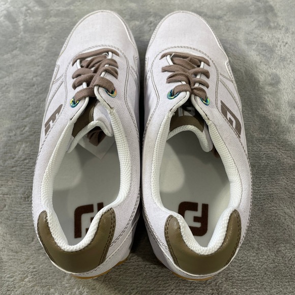 FootJoy Spikeless Golf Shoes Mens Size 10M White Brown Lace Up Light main image 5